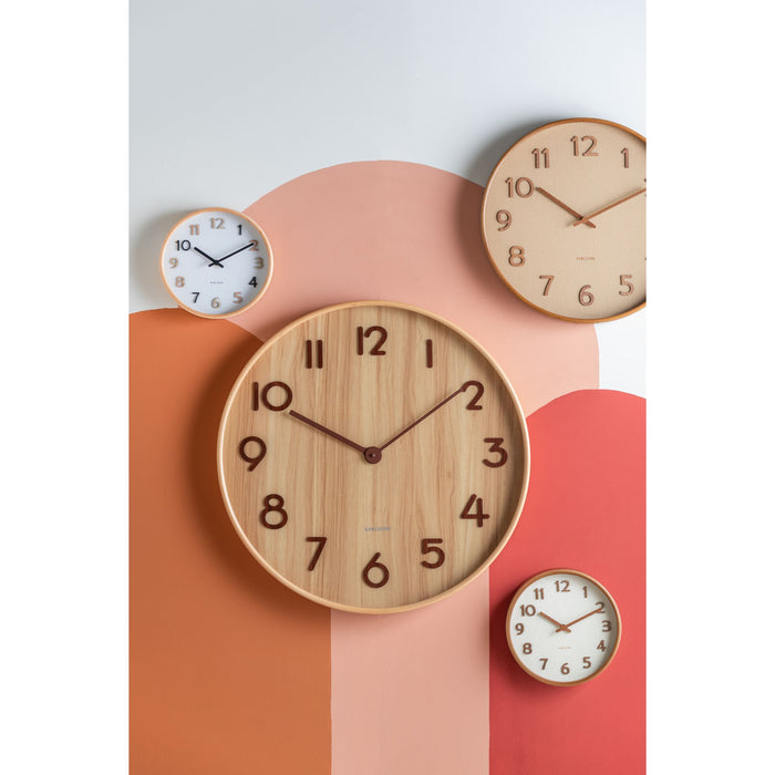 Karlsson - Wall clock Pure wood grain large sand brown