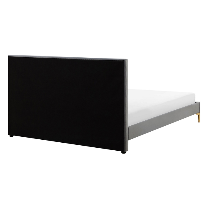 Beliani - LIMOUX - Tweepersoonsbed - Grijs - 140 x 200 cm - Fluweel