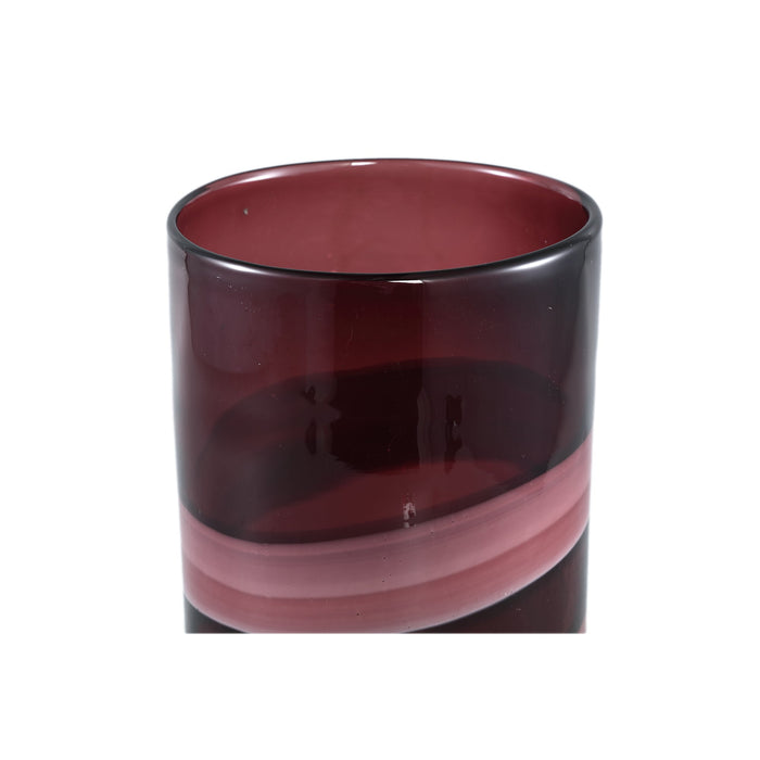 PTMD Meradi Ronde Vaas - H25 x Ø15,5 cm - Glas - Rood