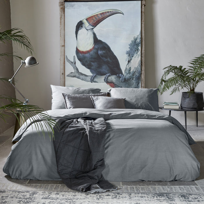 Walra Vintage Cotton Dekbedovertrek 140 x 220/240 cm - Elephant grey