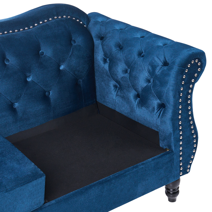 Beliani - SKIEN - Chesterfield bank 2-zits - Marineblauw - Fluweel