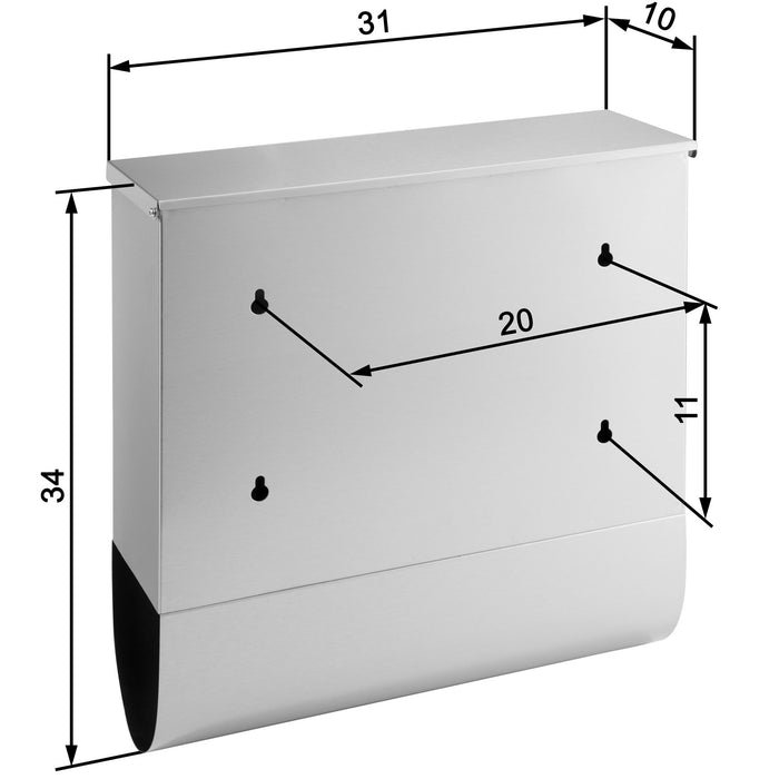 tectake RVS brievenbus met krantenrol, type 2