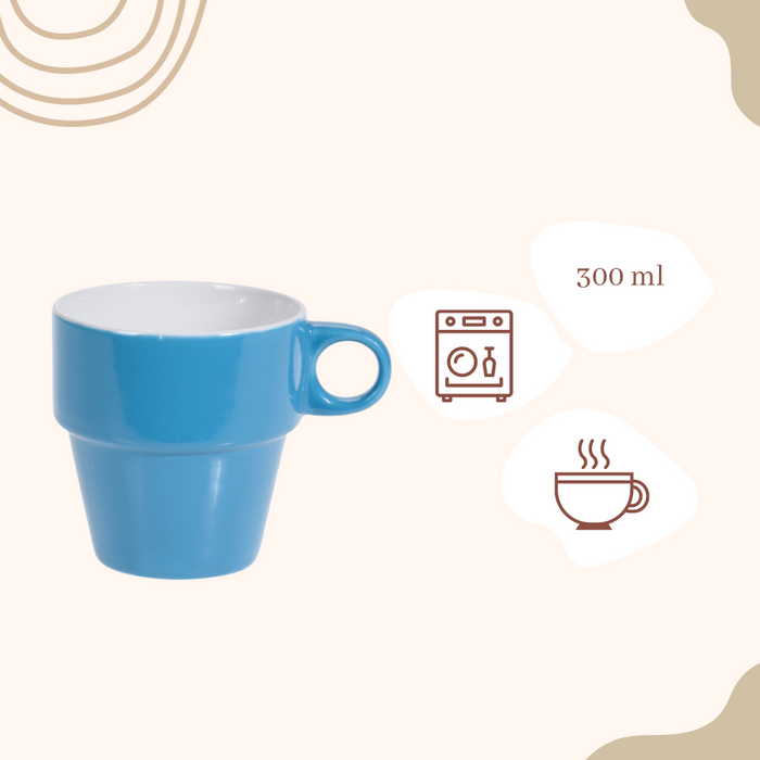 OTIX Koffiekopjes met Houder Set van 6 Koffietassen Gekleurd 300 ml...