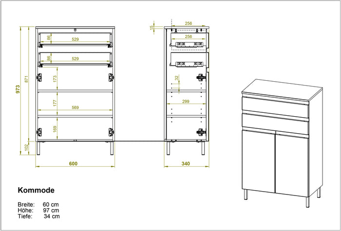 Germania Torrance Badkamerkast Laag Wit | Eiken