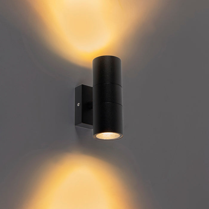 QAZQA Smart buitenwandlamp zwart IP44 incl. 2 wifi GU10 - Duo