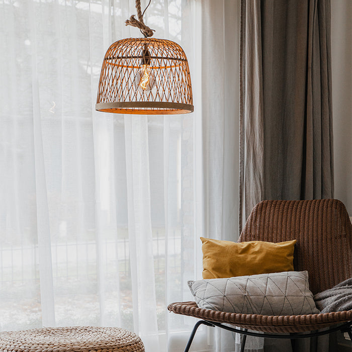 QAZQA Landelijke hanglamp touw met rotan - Calamus