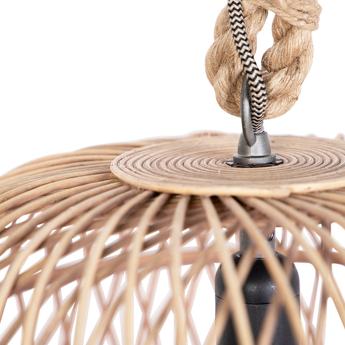 QAZQA Landelijke hanglamp touw met rotan - Calamus