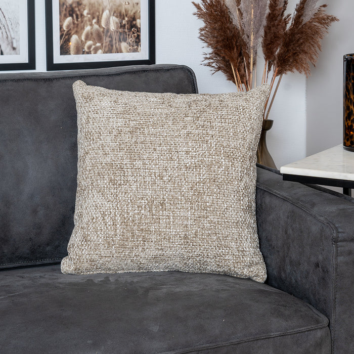 Bronx71 Sierkussen Feline chenille stof taupe 45 x 45 cm