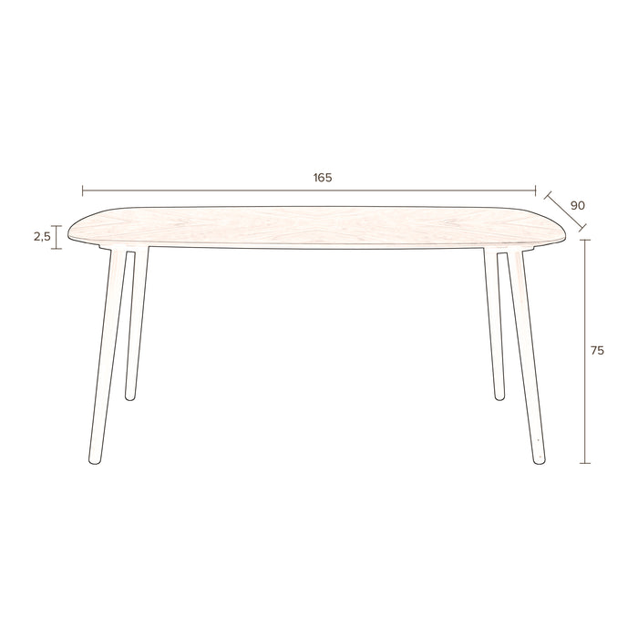 Dutchbone Clover Eettafel - 165 x 90 cm - Bruin