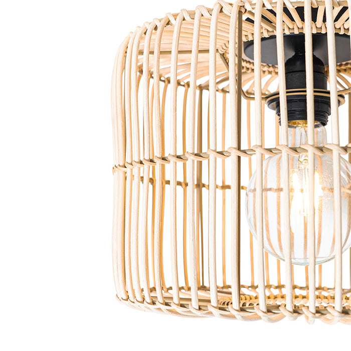 QAZQA Oosterse plafondlamp zwart met rotan - Maud
