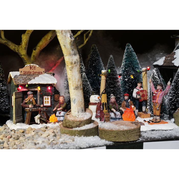 LuVille Kerstdorp Miniatuur Party op de Piste - L16 x B12 x H12,5 cm