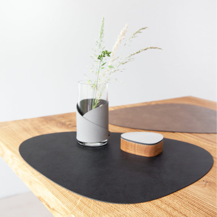 LIND DNA Nupo Double Curve Placemat Dubbelzijdig 1 st. - black/brown