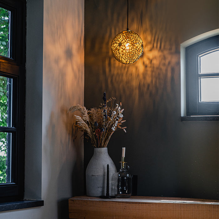 QAZQA Art deco hanglamp goud met zwart - Maro