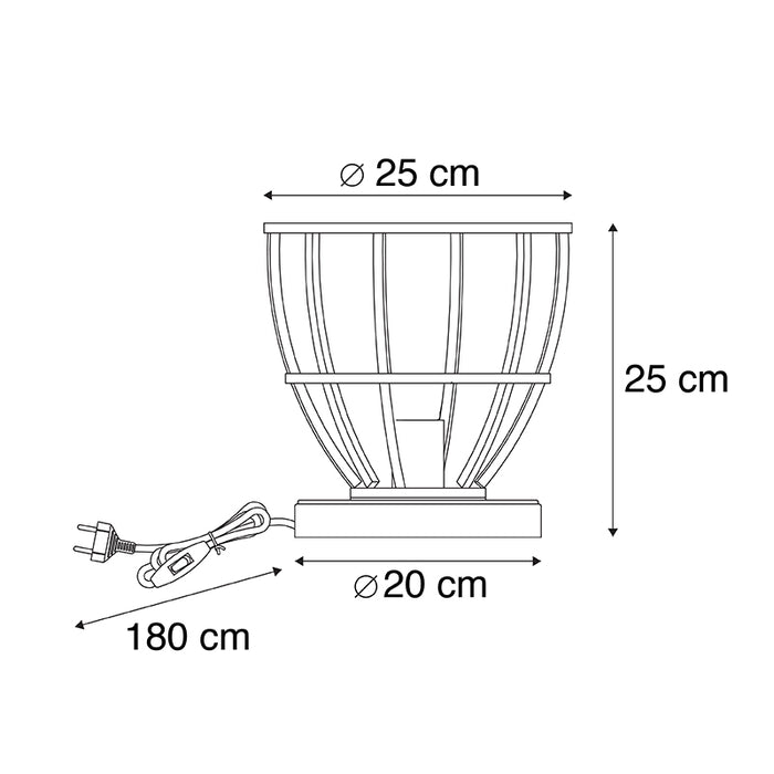 QAZQA Tafellamp arthur - Zwart - Industrieel - D 25cm