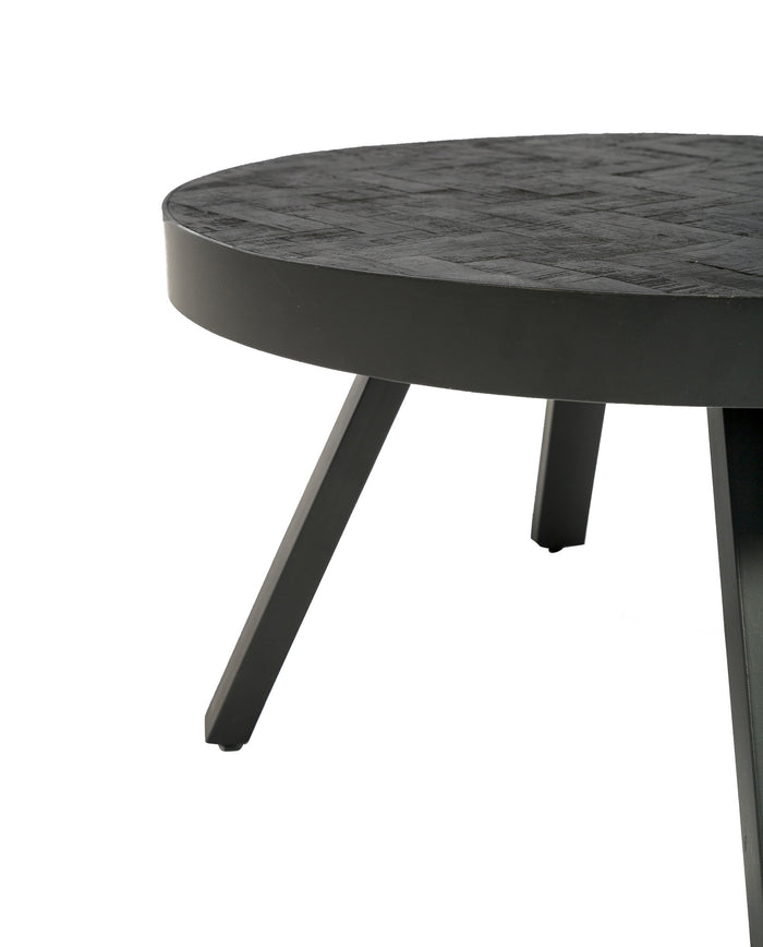 Duverger® Herringbone -Salontafel - rond - dia 74cm - zwart - visgraat