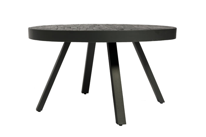 Duverger® Herringbone -Salontafel - rond - dia 74cm - zwart - visgraat