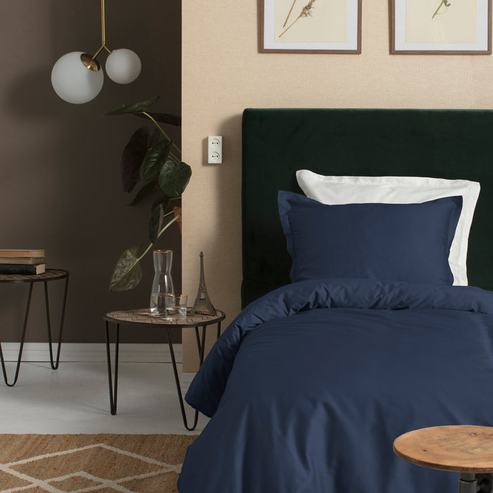 Cinderella Uni Katoensatijn Dekbedovertrek 140 x 200/220 cm - Marine