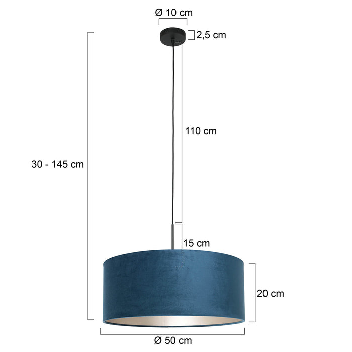 Steinhauer - hanglamp - Sparkled Light - blauw - metaal velours stof