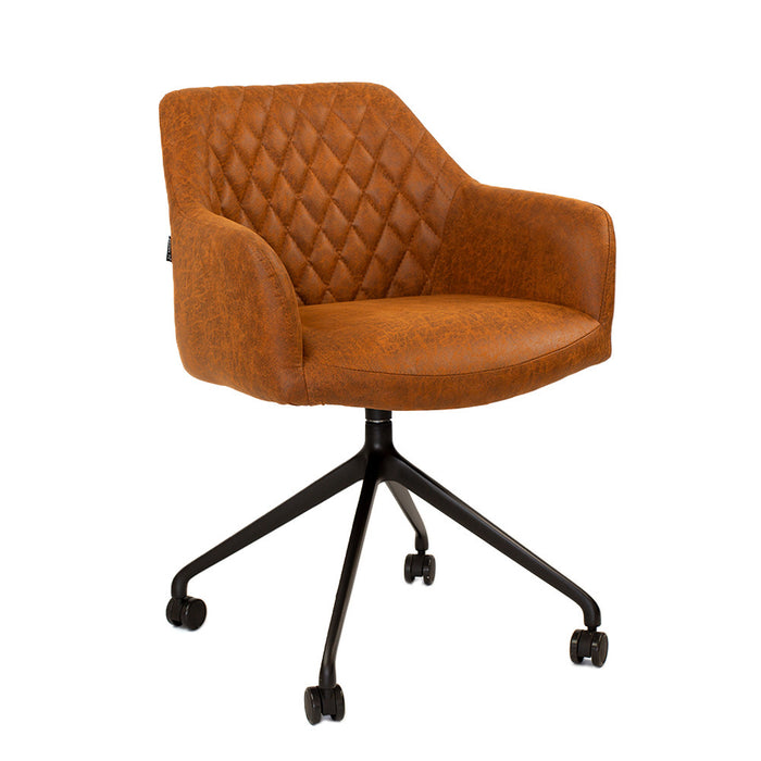 Bronx71 Eetkamerstoel met wieltjes Levi cognac eco-leer -