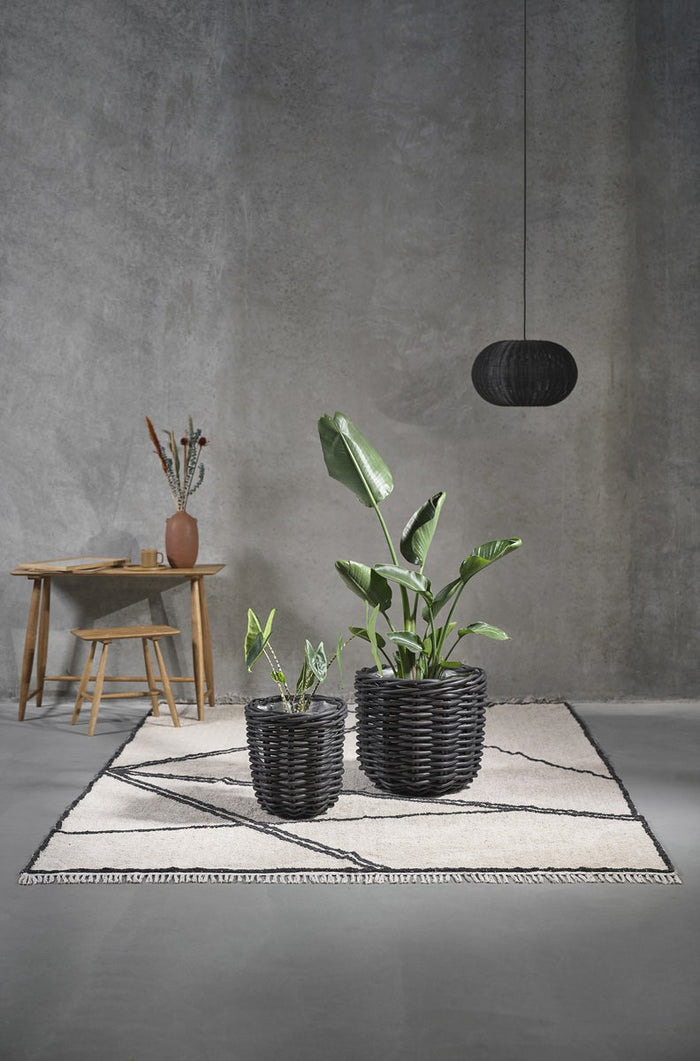 Villa Collection Werna rattan hanglamp zwart - 30 x 20 cm