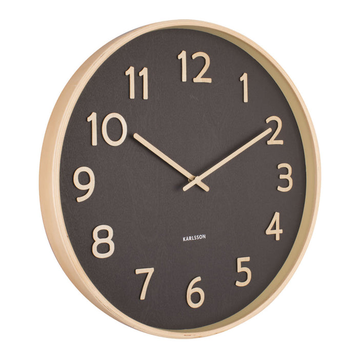 Karlsson Pure Wood Grain Klok - Zwart