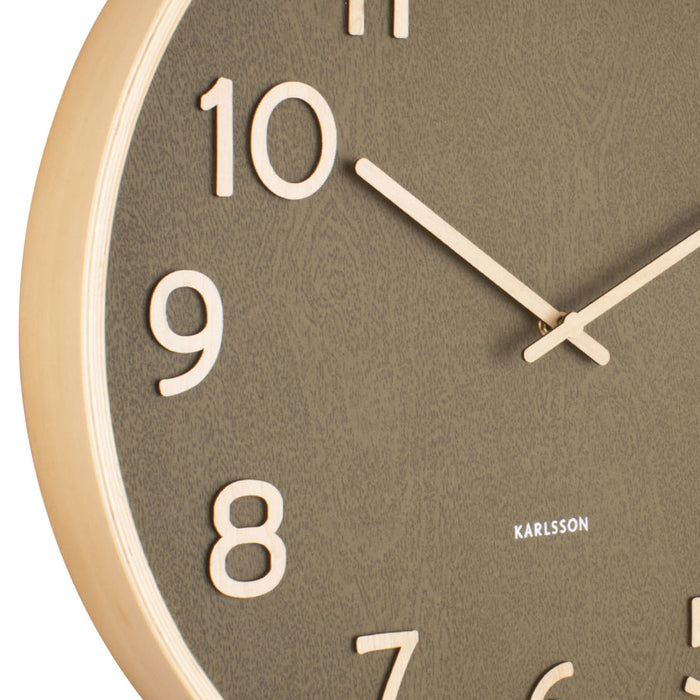 Karlsson Pure Wood Grain Klok - Mosgroen
