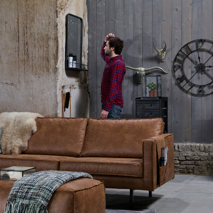 WOOOD Rodeo Poef - Eco-leder - Cognac