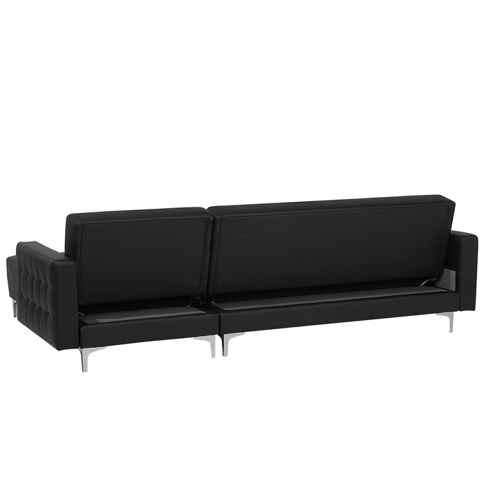 Beliani-ABERDEEN-Hoekslaapbank-Zwart-Linkerzijde-267 cm-Kunstleer