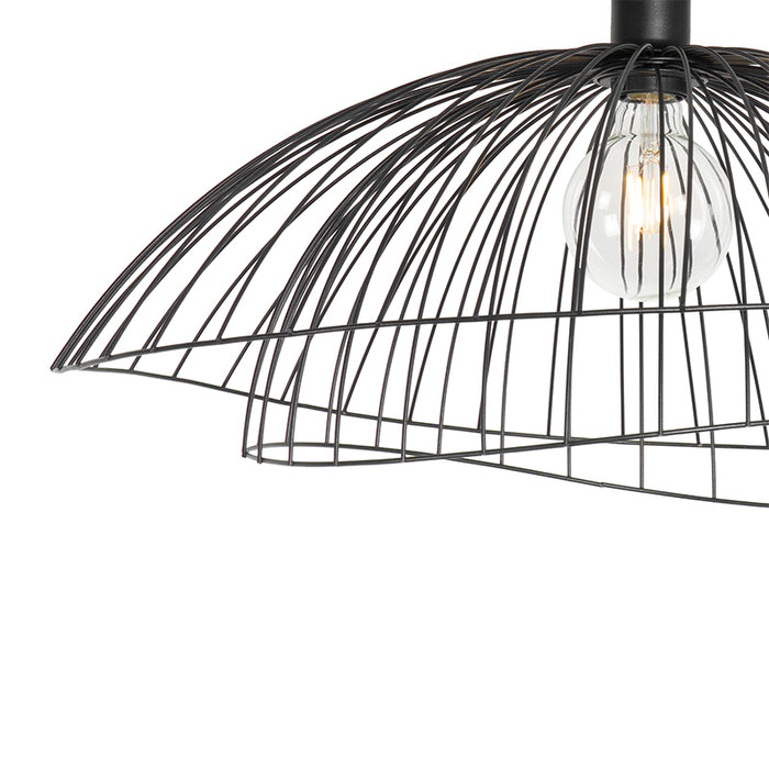 QAZQA Design plafondlamp zwart met dubbel kap 66cm - Pua