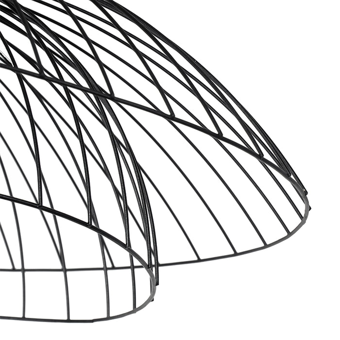 QAZQA Design plafondlamp zwart met dubbel kap 66cm - Pua