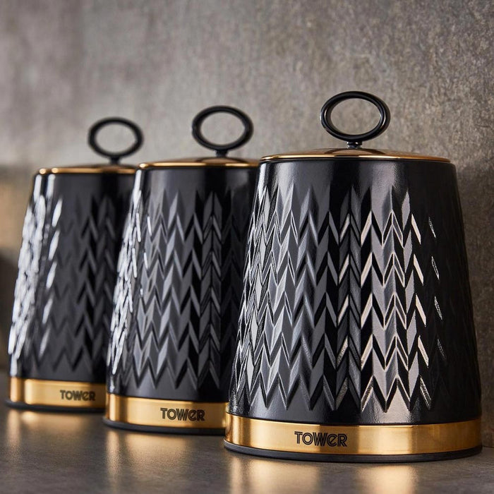 Tower Empire Retro Opbergblikken Set van 3 Zwart