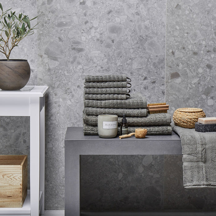 Beliani - ATAI - Handdoek set van 9 - Grijs - Katoen