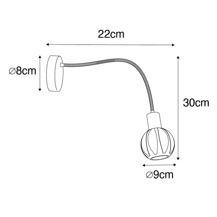 QAZQA Wandlamp melone - Zwart - Modern - L 90mm