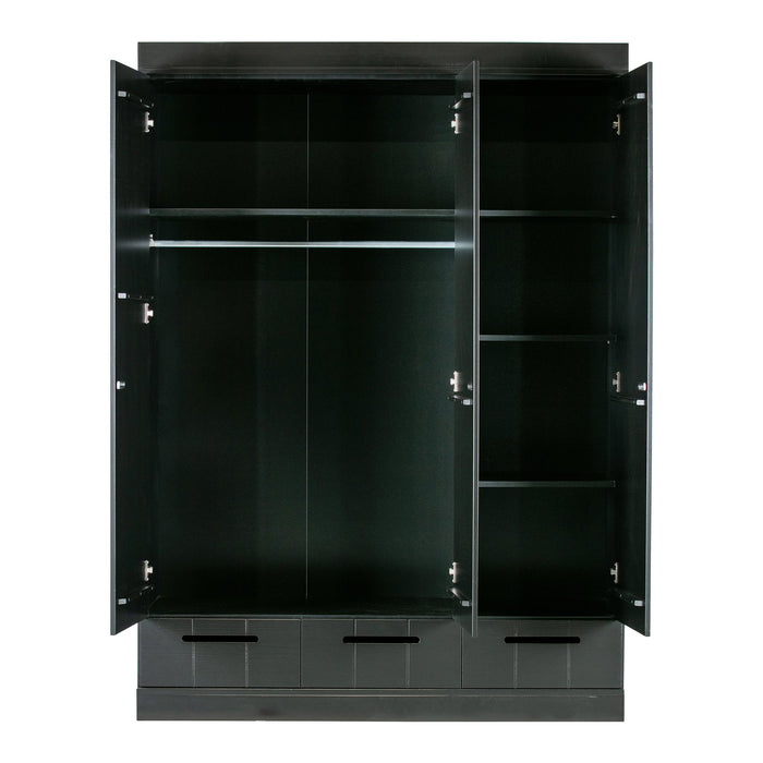 WOOOD Connect Kledingkast H 195 x B 140 x D 53 cm - Lades, Planken en Roede - Zwart
