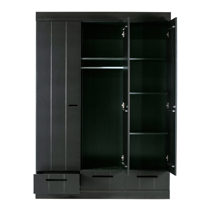 WOOOD Connect Kledingkast H 195 x B 140 x D 53 cm - Lades, Planken en Roede - Zwart