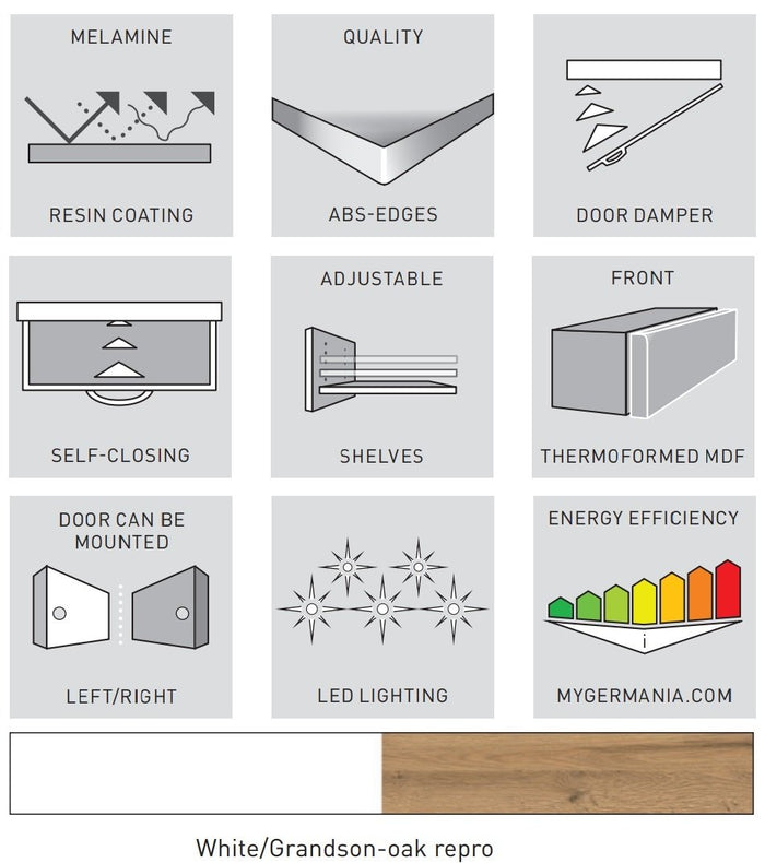 Germania Torrance Wastafelonderkast 60 cm Wit | Eiken
