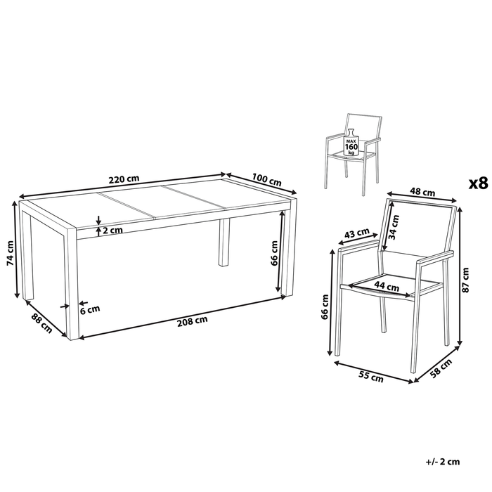 Beliani - GROSSETO - Tuinset voor 8 - Grijs|Beige - Graniet