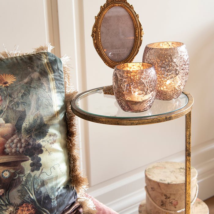 Clayre & Eef Theelichthouder Ø 14x11 cm Goudkleurig Glas