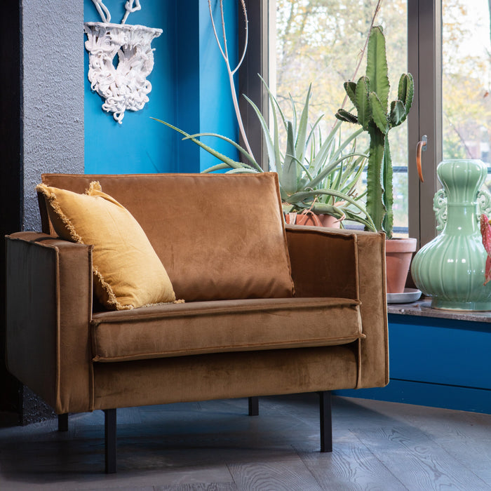WOOOD Rodeo Fauteuil - Velvet - Honinggeel