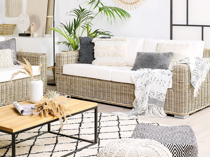 Beliani - ARDEA - Loungeset voor 4 - Natuurlijk - Rotan