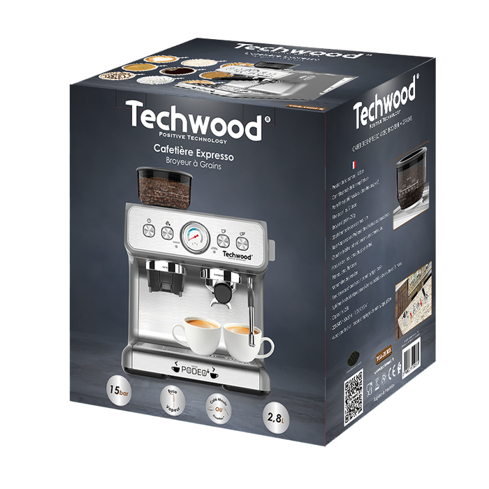 Techwood Professionele Espressomachine Met Koffiemolen