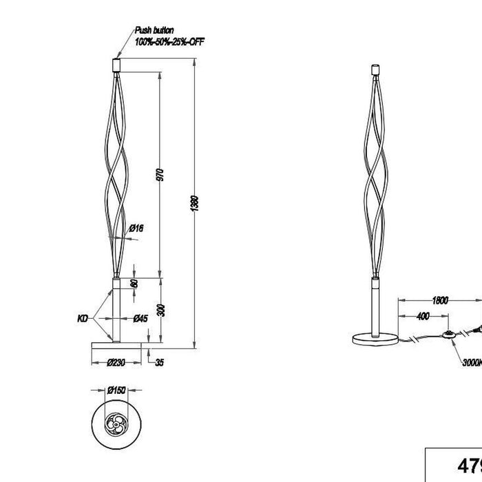 TRIO - Vloerlamp Loop Nikkel 138 cm .