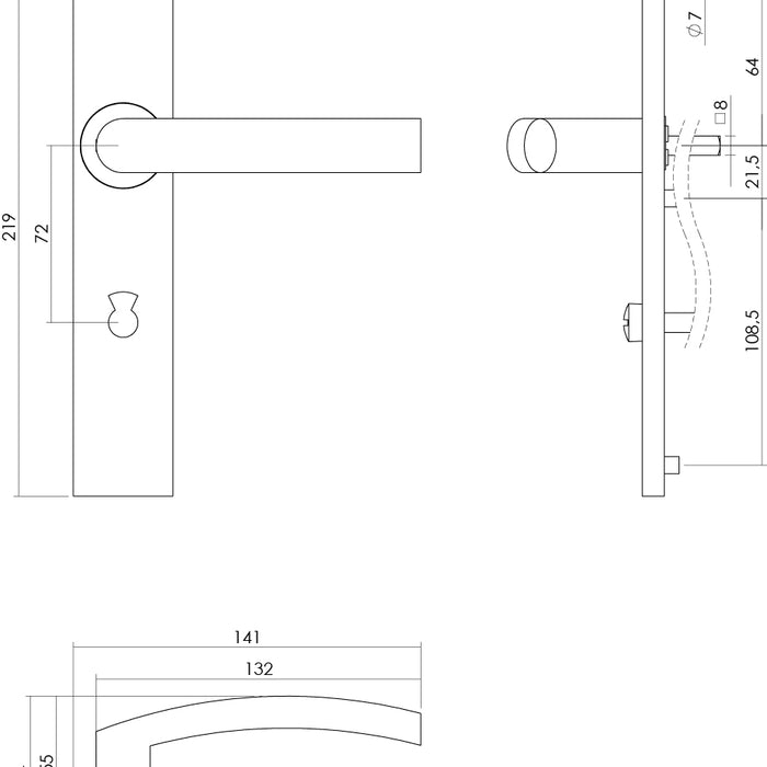 Intersteel Deurkruk Blok op rechthoekig schild