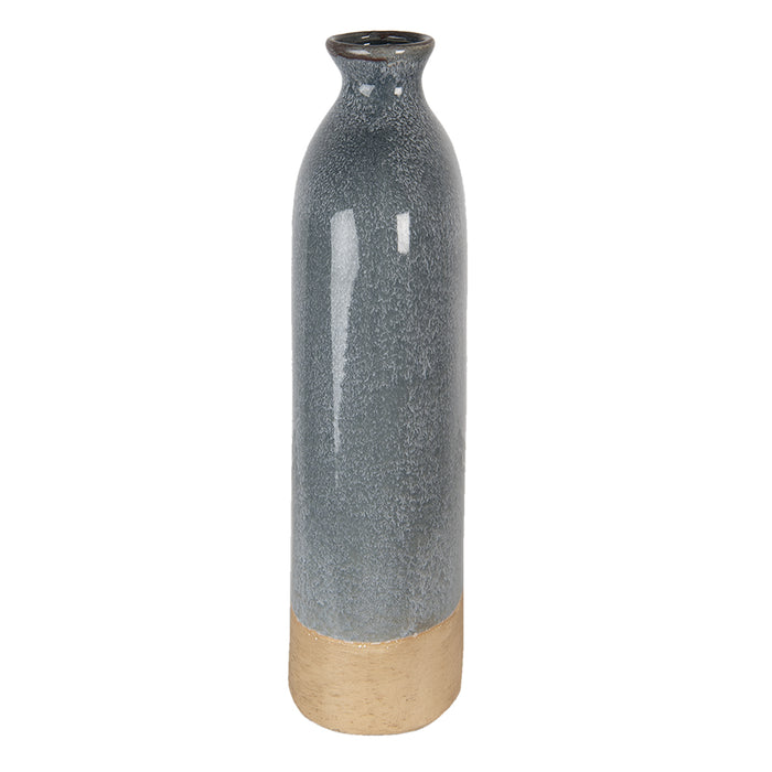 Clayre & Eef Vaas 16x9x36 cm Grijs Keramiek Rond Decoratie vaas