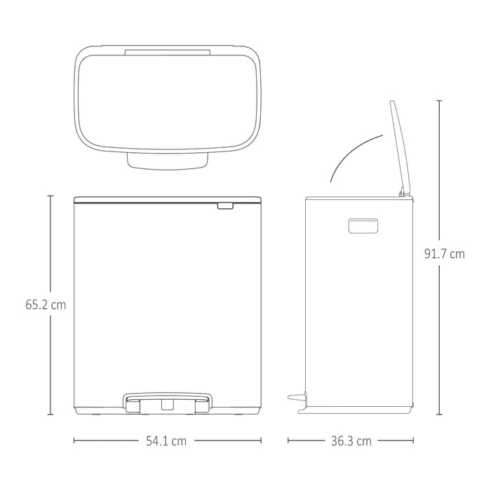 Brabantia Bo Pedaalemmer 2 x 30 L - Mineral Concrete Grey