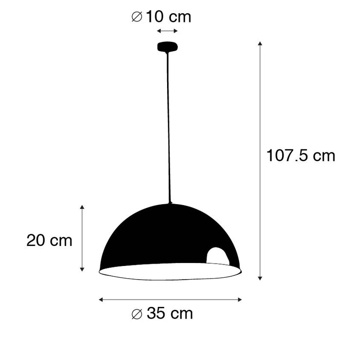 QAZQA Industriële hanglamp wit met goud 35 cm - Magna Eco