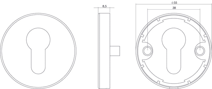 Intersteel Rozet profielcilindergat rond rvs geborsteld