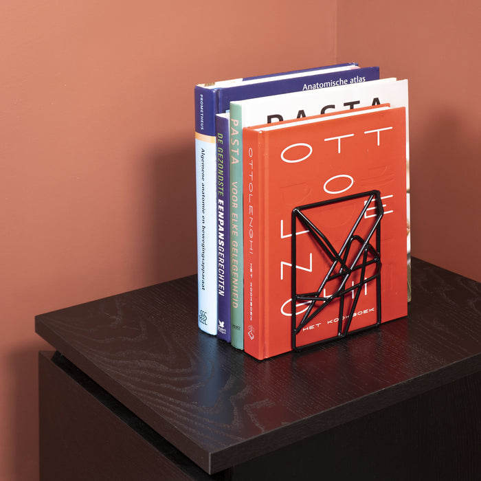 QUVIO Boekenstandaard design metaal 1 paar - Zwart