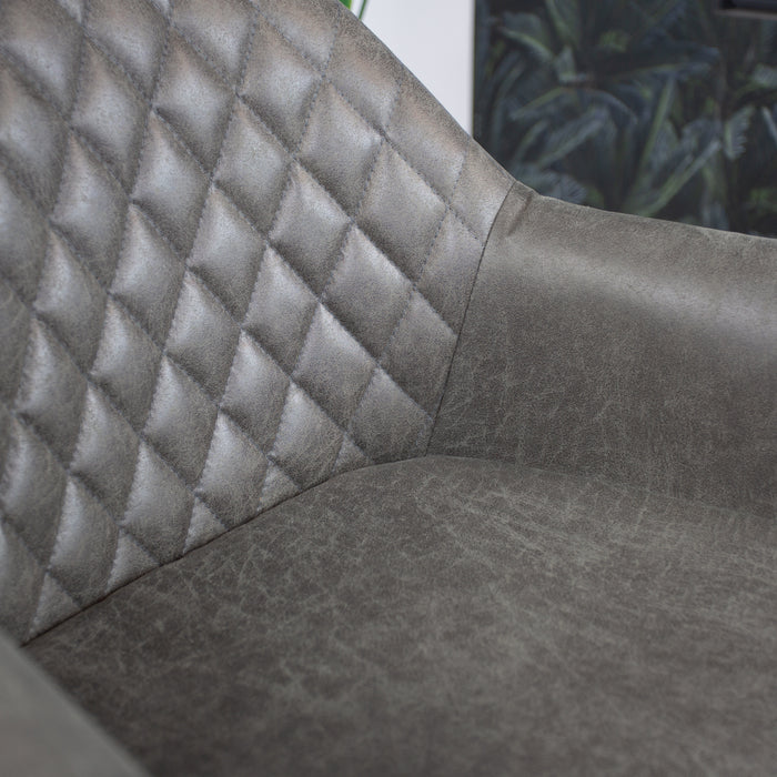 Bronx71 Eetkamerstoel met wieltjes Levi antraciet eco-leer -