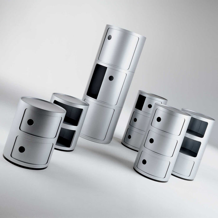 Kartell Componibili Kast Ø 32 cm - 2 Modules - Mat Zilver